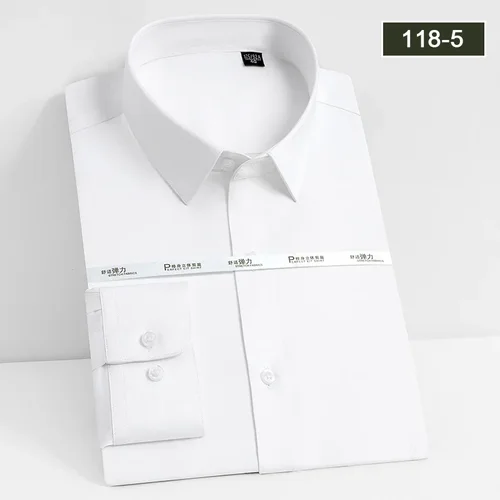 Camisa blanca de manga larga para hombre, ropa formal sin planchado, ropa de trabajo profesional, camisa informal resistente a las arrugas