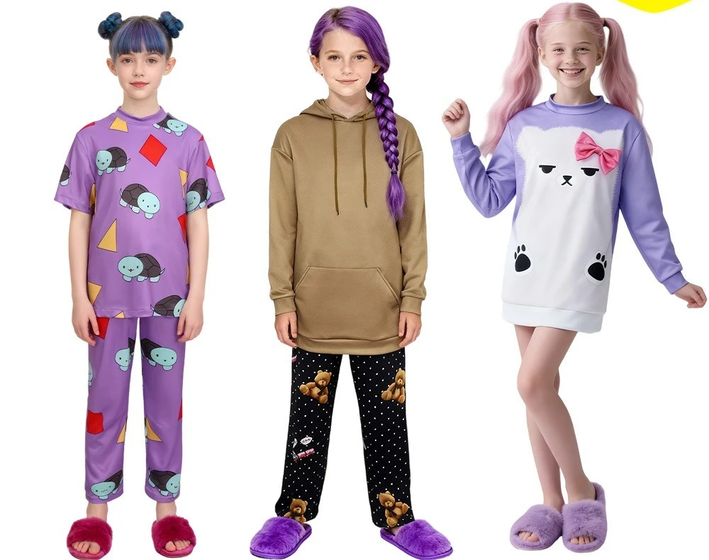 

KPOP Demon Hunters Halloween Cosplay Costume Mira Rumi Zoe Purple Bear Pajamas Carnival Theme Party Performance Outfit Girls