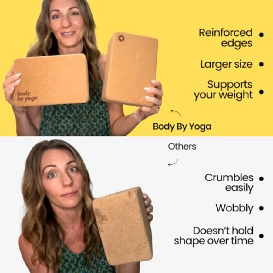 Premium Cork Yoga Blocks Extra Large Yoga Block 2Pack or Extra Tall 1Pack for Iexible Yogis Natural HighDensity Cork for erior