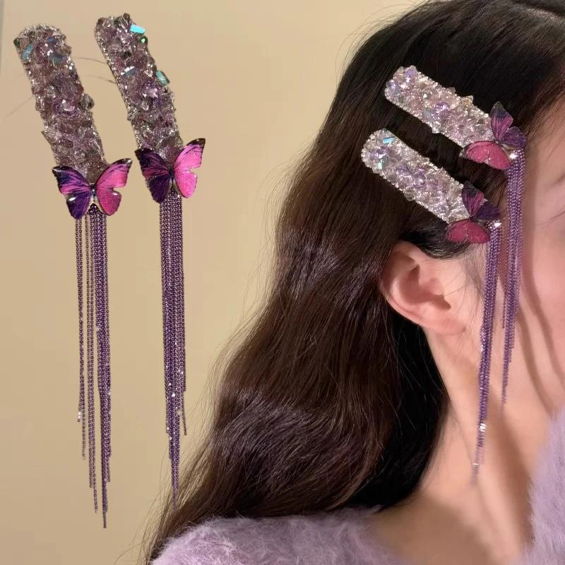 

1PC Elegant Tassels Hair Clip For Women Girl Versatile Alloy Long Tassels Hair Accessories Fashion Simple Broken Hair Clip Gifts