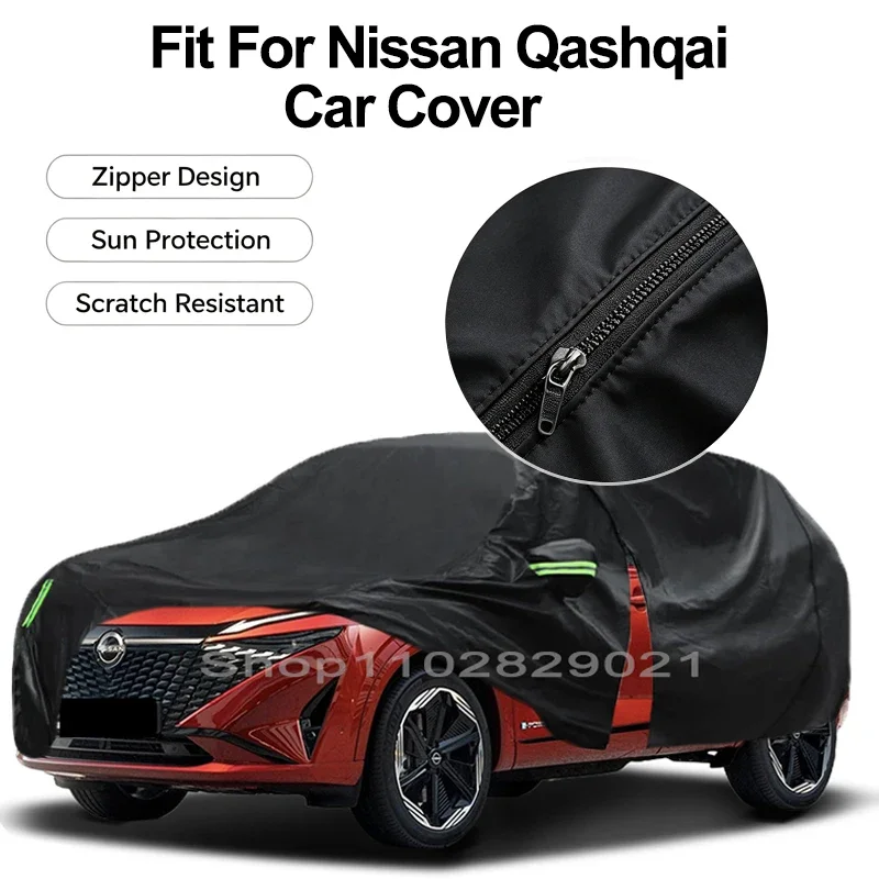 Zipper Door Waterproof Car Cover For Nissan Qashqai Windproof Dustproof UV Protection All Weather Auto Protector