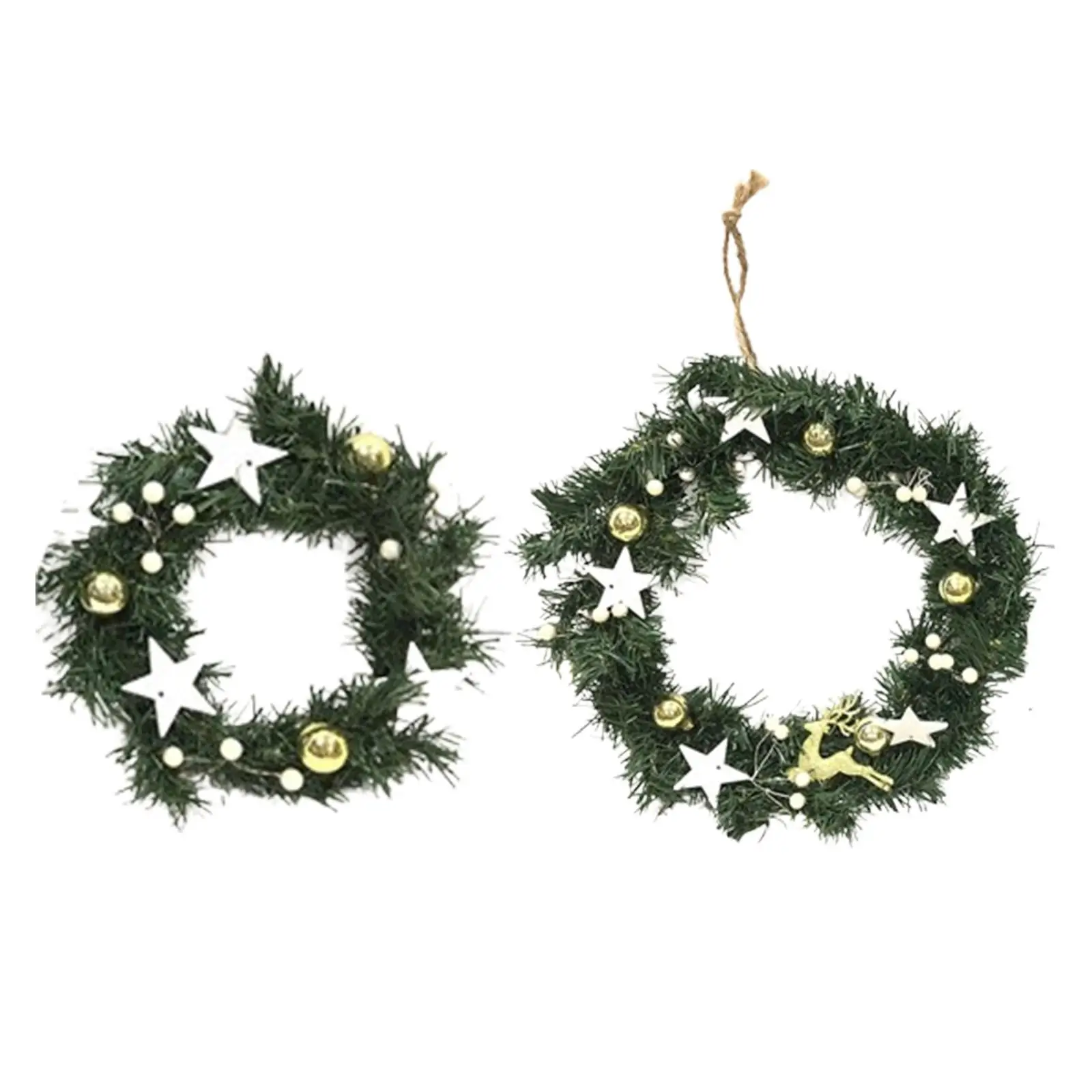 พวงหรีดใบสนประดิษฐ์คริสต์มาส พวงมาลัยเทียม ใช้งานง่าย