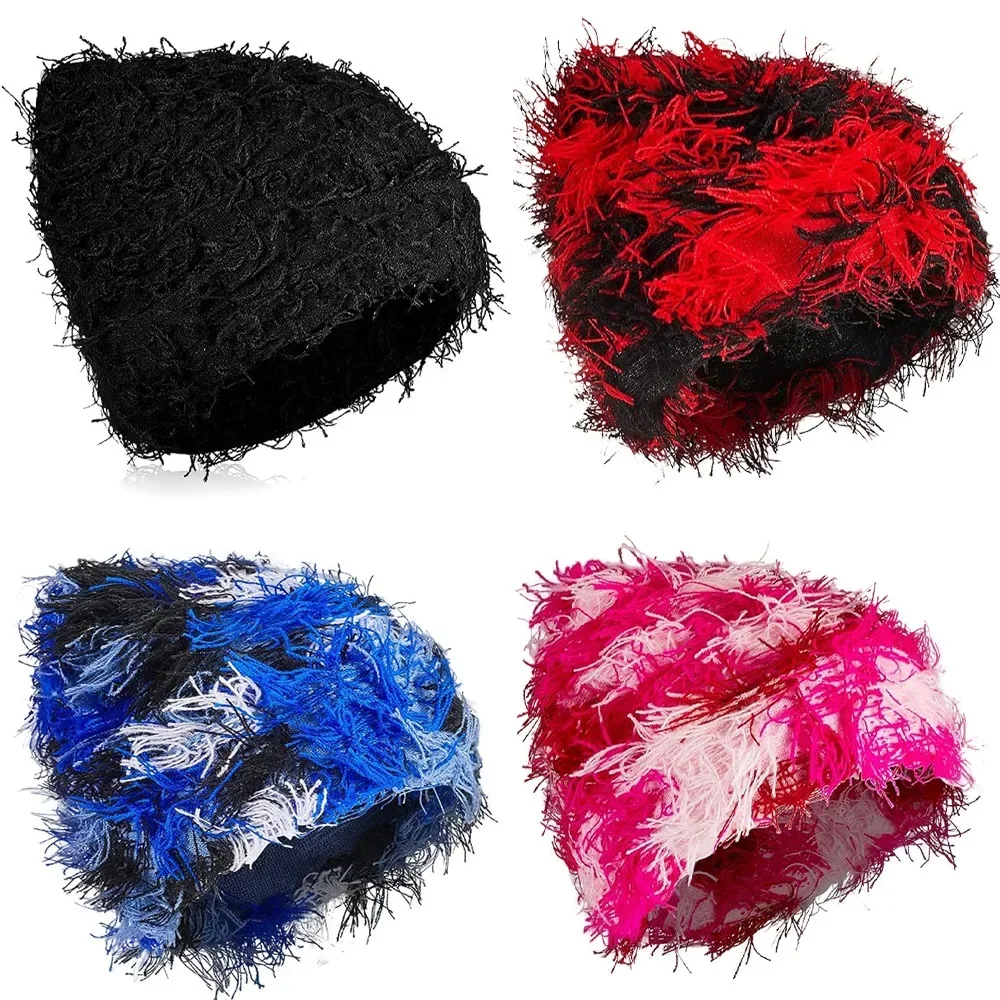 Unisex Color Block Ear Protection Knit Beanie Outdoor Cycling Solid Dome Pull-on Hat Winter Thickened Warm Cold Resistant Cap