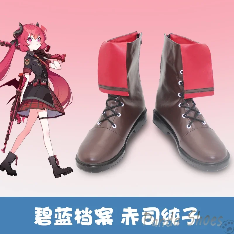 Blu Archivio Akashi Junko Scarpe Cosplay Gioco Anime Cos Stivali lunghi Comic Costume Cosplay Scarpe Prop per Con Festa di Halloween