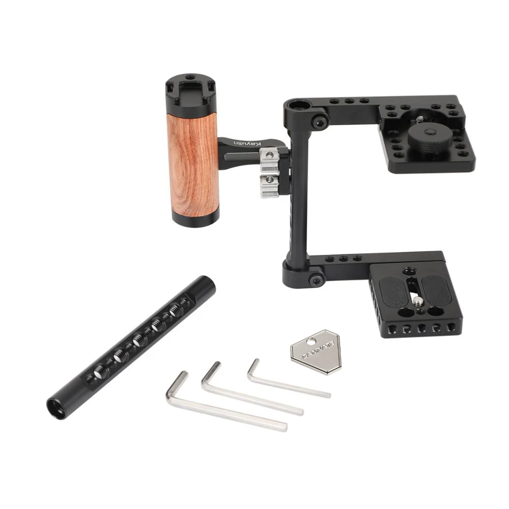 Kayulin Universal DSLR Video Camera Cage stabilizzatore Rig con manico in legno multifunzione per fotocamere Canon Nikon Sony