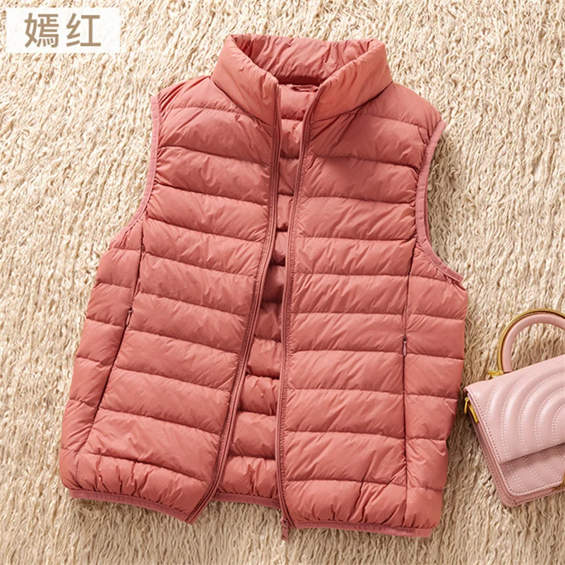 Autumn Winter Warm Down Waistcoat Jacket Women Ultra Light White Duck Down Vest Coat Ladies Bigsize Sleeveless Tank Short Parkas