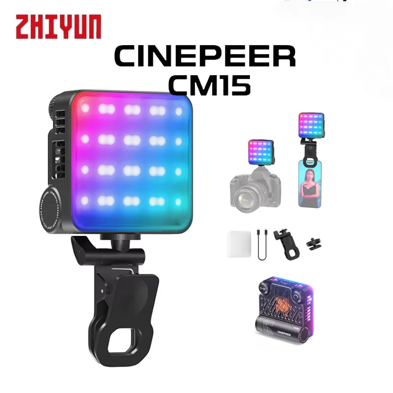 

ZHIYUN CINEPEER CM15 15W RGB Portable Video Light 2600mAh LED Photography Lights 2500K-10000K Photo Video Lamp Fill Light