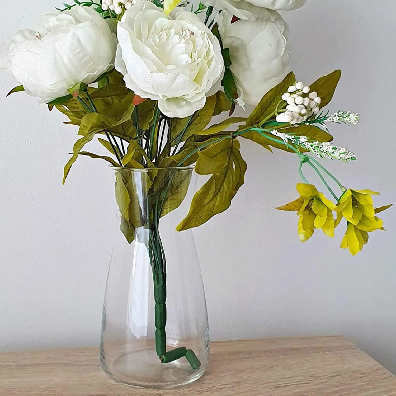 Clear Glass Vase - Premium Quality Flower Vase with Non-Slip Pad, White Vase for Rustic Home Decor Vase for Modern Farmhouse