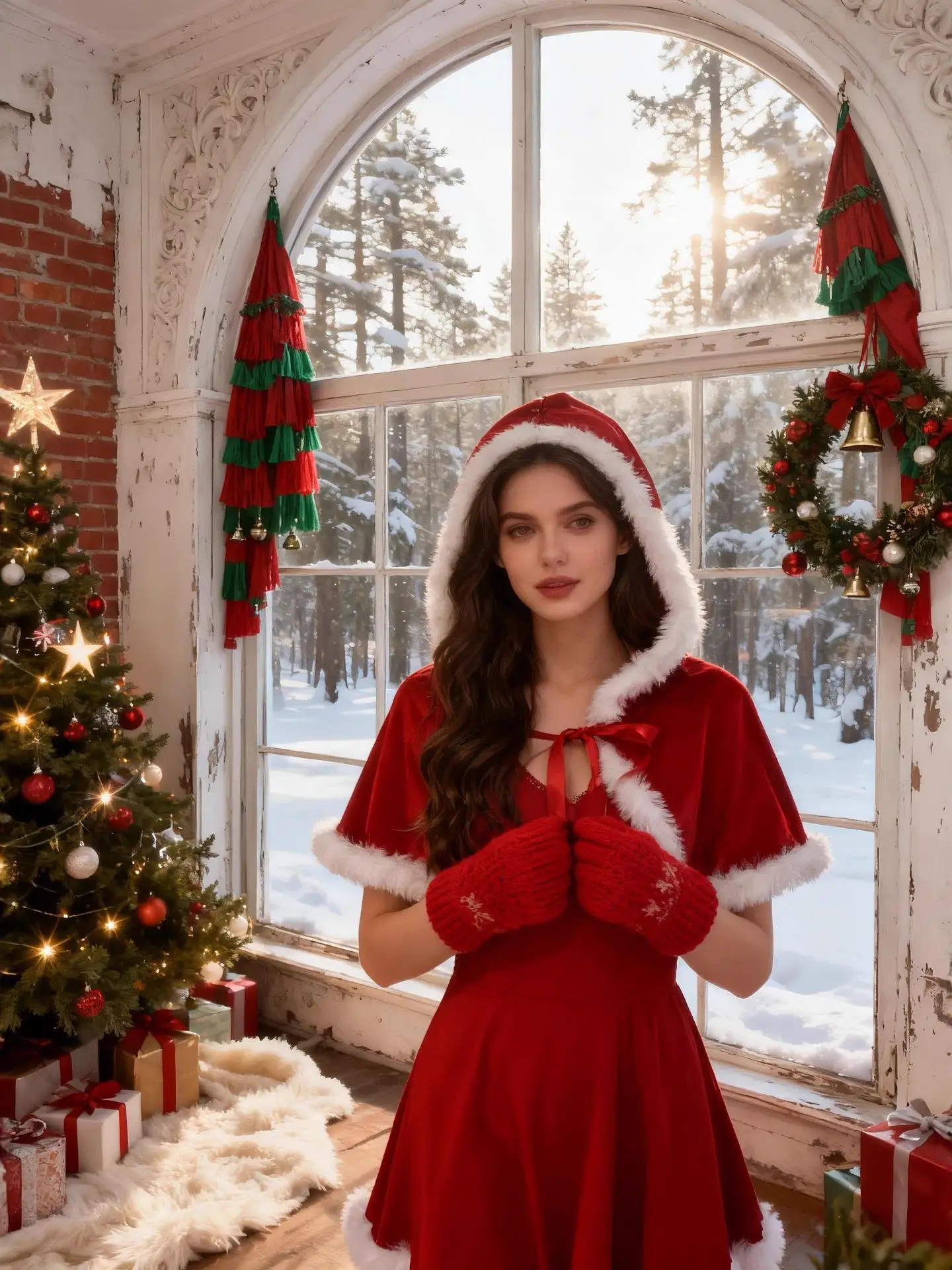 

Adorable Sweet Christmas Cape Set Stage Outfit Cross-Border New Arrival Elegant Folk Costume Women's Premium Fashion
