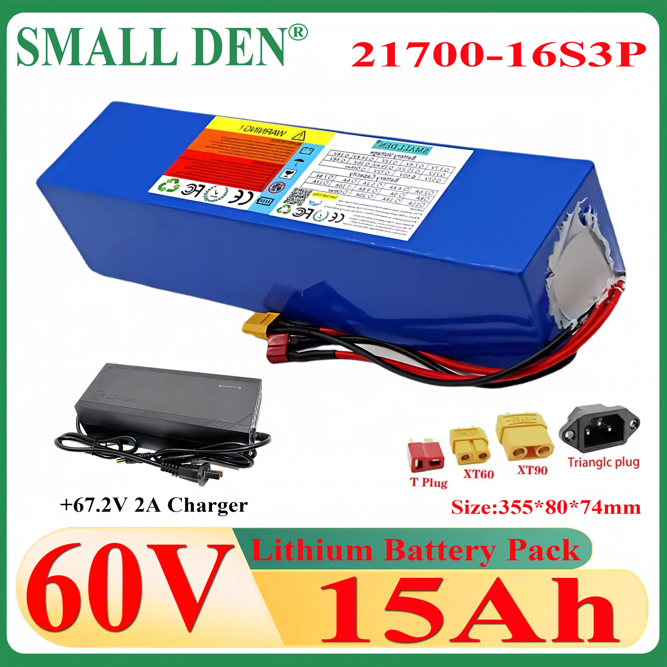 

60 В 15 Ач литиевый аккумулятор 21700 0-2000 Вт 16S3p мощный внедорожник скутер мотоцикл трехколесный велосипед большой емкости