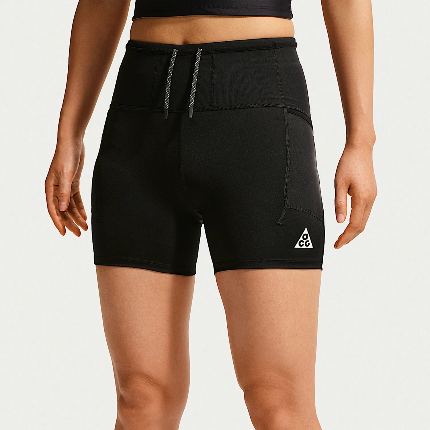 Nike genuine Dri FIT women's lace up high waisted off-road running shorts IO9644-010