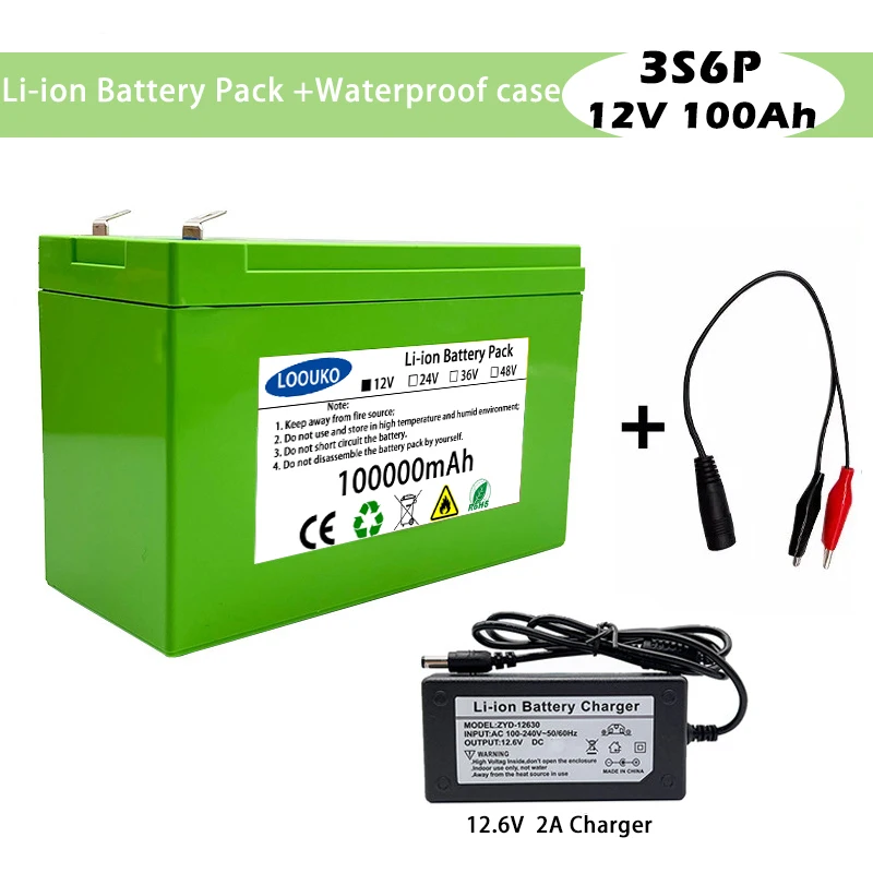 18650 Lithium Battery Pack 12V 100000mAh Emergency Light, Hernia Light, Monitoring Equipment, Oxygen Injection Battery...