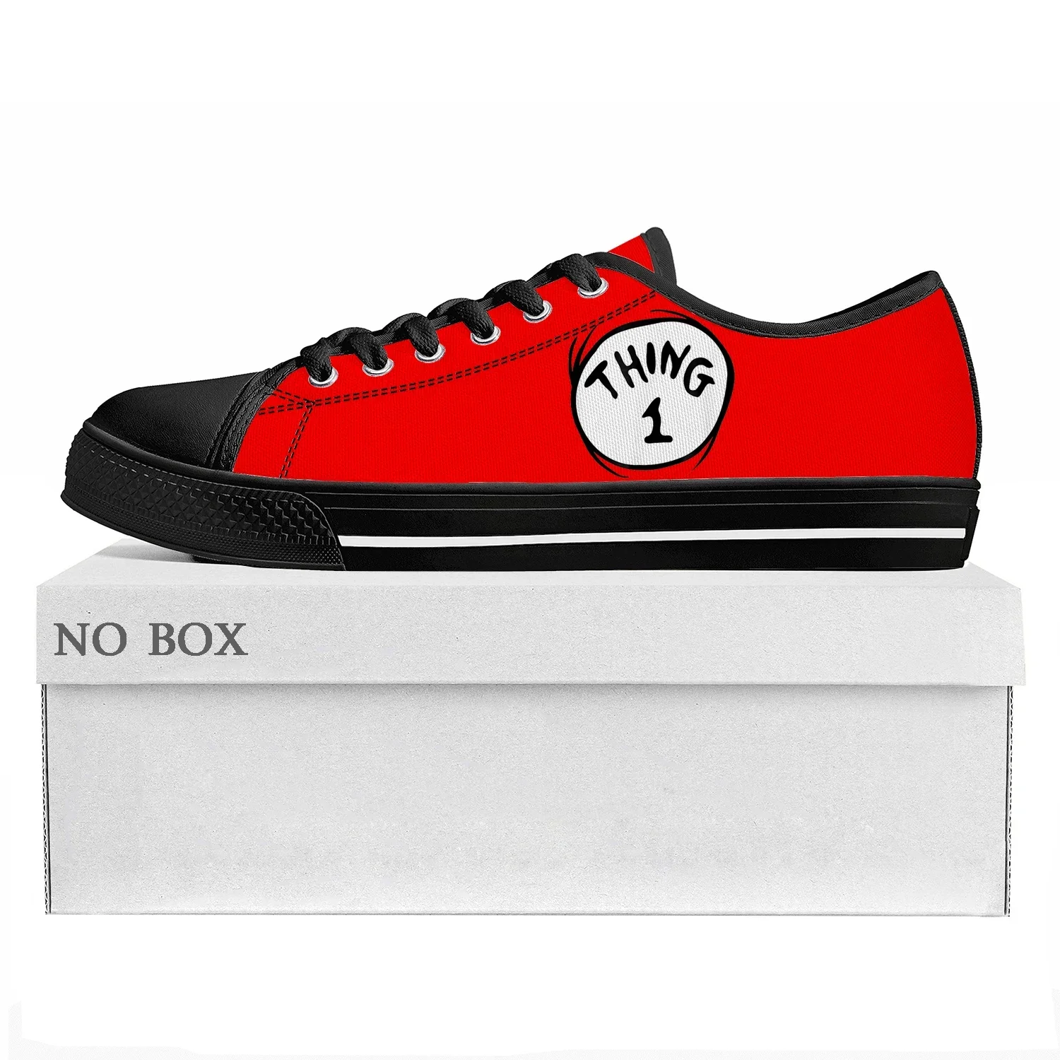 Dr Seuss Thing 1 Thing 2 Red Low Top Sneakers Mens Womens Teenager Canvas Sneaker High Quality Casual Couple Shoes Custom Shoe