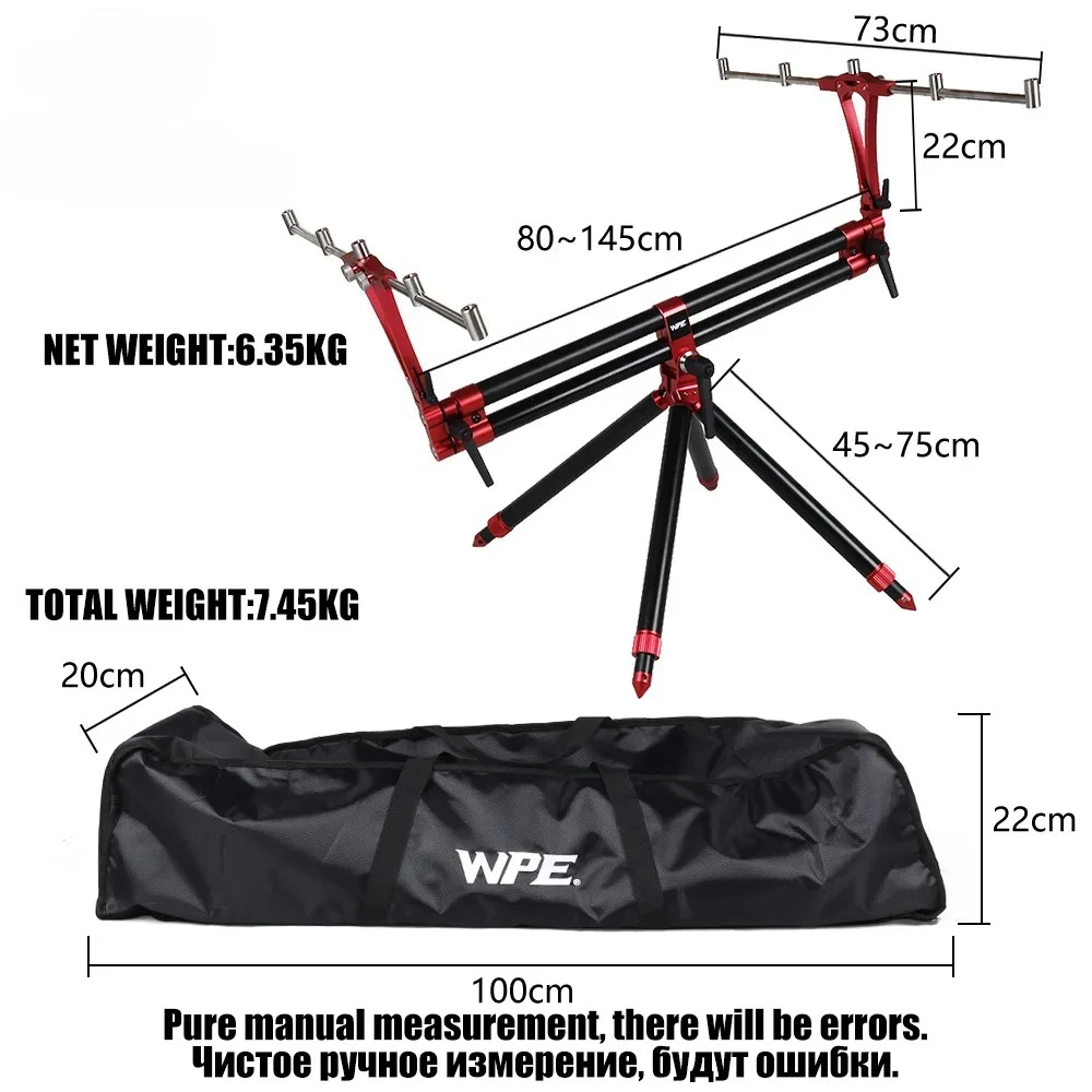 New Retractable Folding Full Metal Aluminum Alloy 5 Heads Triangle Bracket Wholesale High Fishing Rod Holder