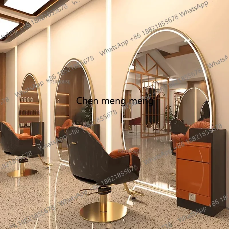 zS173Modern fashion Hair Salon Mirrors Barber Shop Large Round Mirror Creative Wall Mirror Hair Salon Special Dressing Table Mir