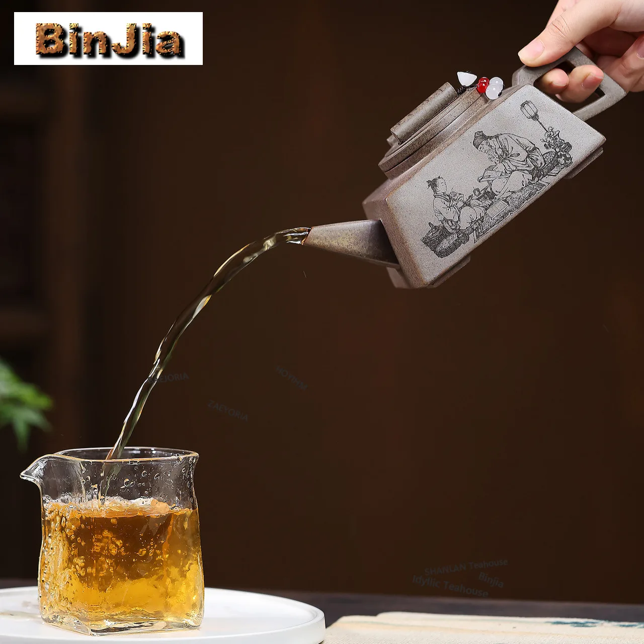 430ml Aesthetic Yixing Purple Clay Teapots Handmade Square Zen Tea Pot Raw Ore Square Section Mud Kettle Zisha Tea Set Gift