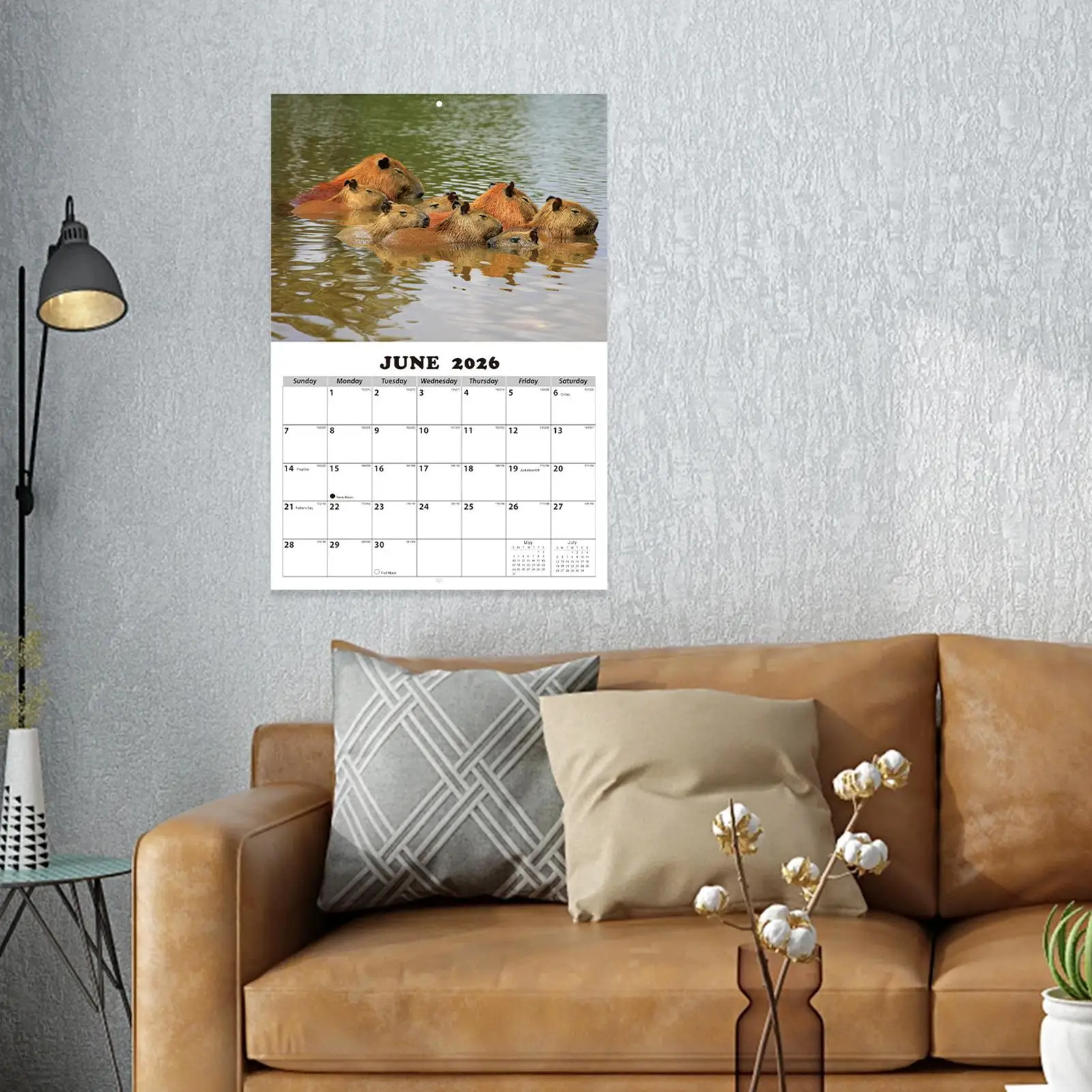 Monthly Calendar 2026-2027 Wall Capybara-Themed Anti Ink Bleed Planner 13 Months Wall Calendar January 2026 With Julian Dates