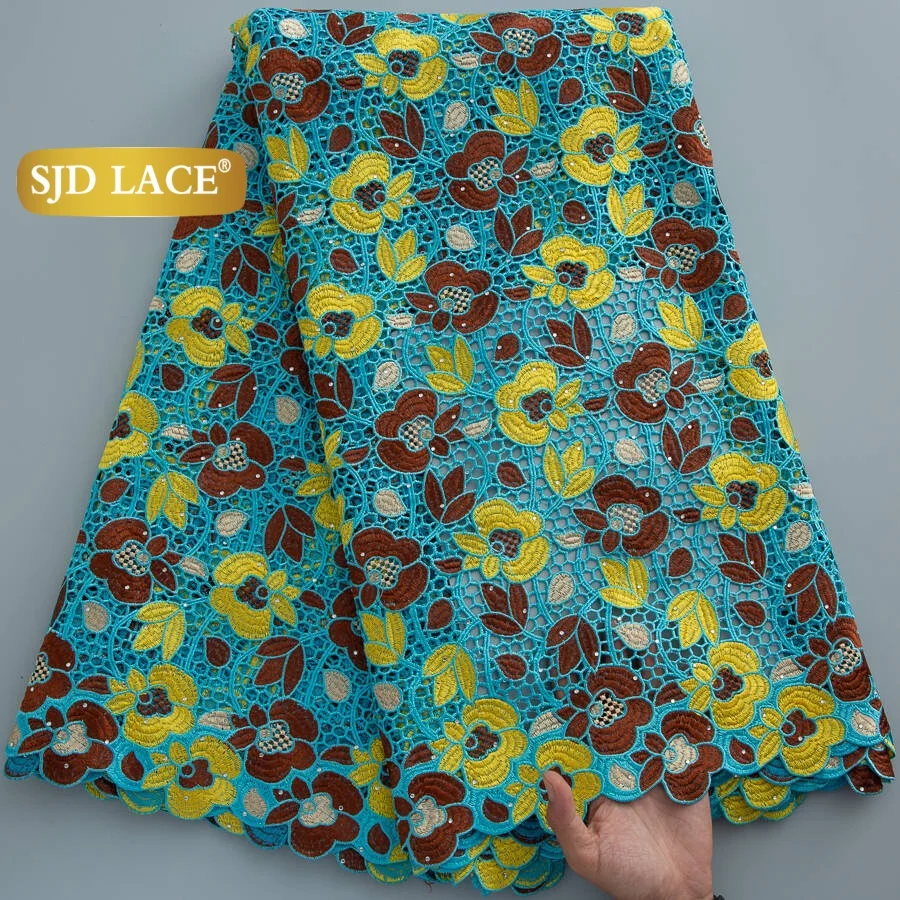 

SJD LACE African Guipure Cord Lace Fabric 5Yards Colorful 2026 Latest Nigerian Water Soluble Lace for Women Party Dress 4920