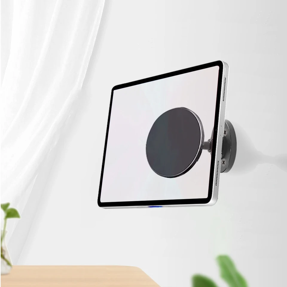 Tablet Wall Mount Magnetic 360 Rotation Tablet Holder Stand Sturdy Base Kitchen Wall Mount Compatible with IPad/iPhone 4-12.9in