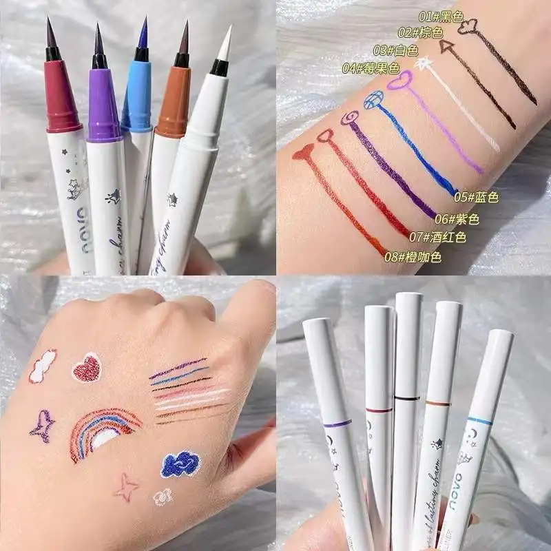 Rainbow 8 Colors Liquid Eyeliner Pen Waterproof Easy to Wear Long Lasting Matte Eye Liner Pencil Quick Dry Smooth Makeup Tools