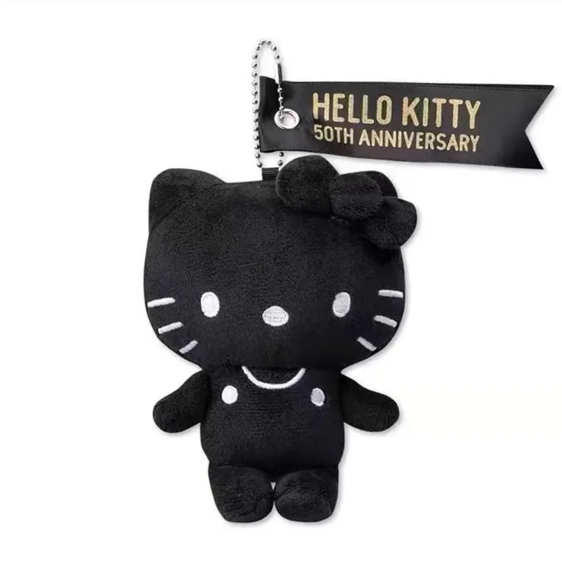 New Sanrio 50Th Anniversary Hello Kitty Doll Toys Keychain Kawaii Black Kitty Pendant Keyring Girls Keychains Christmas Gifts