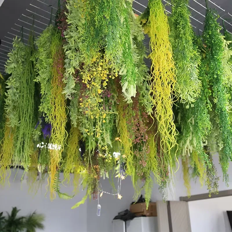 New Model Customized Ceiling Greenery Simulated Flower Ceiling Restaurant Simulated Green Artificial Plant Suspended Ceiling