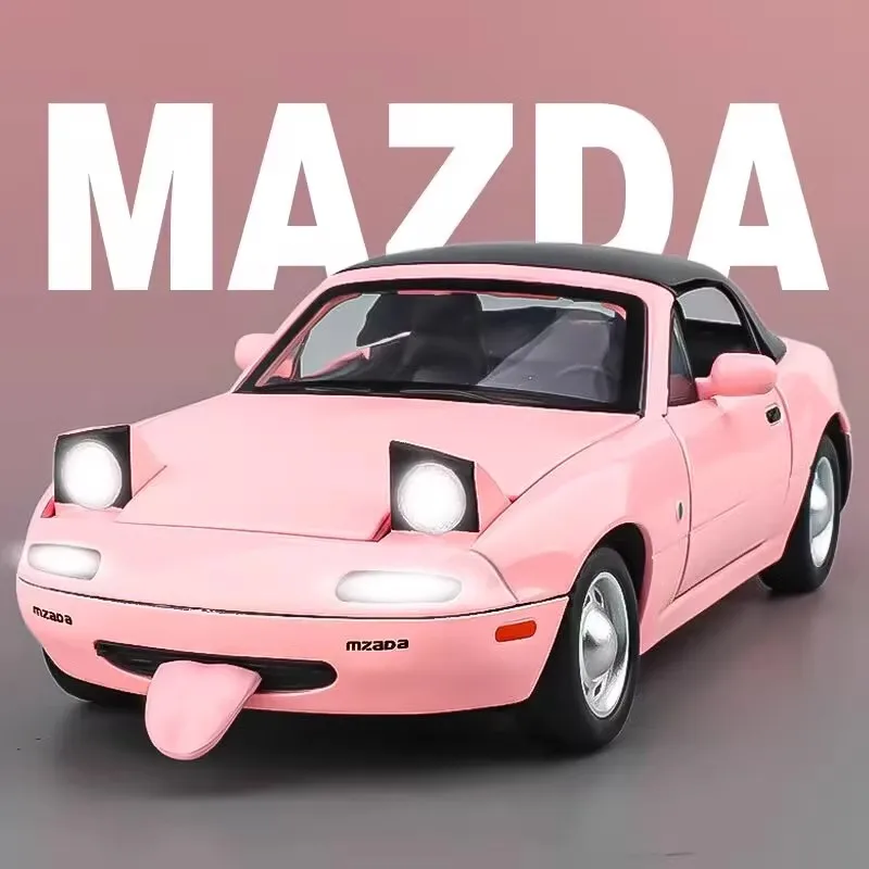 1:24 Mazda Miata MX-5 MX5 Alloy Miniature Car Diecast Metal Scale Model Car Sound＆Light Collection Childrens Toy Vehicles Gift