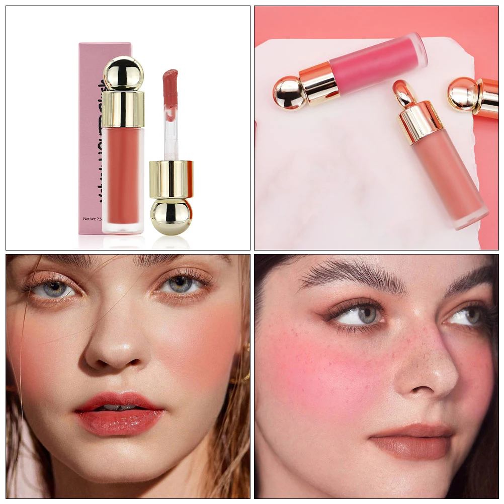 Rubor en crema suave para cara, labio, acabado húmedo brillante, colorete ligero, resistente al sudor, mezcla hecha, fácil, Natural, 2 uds.