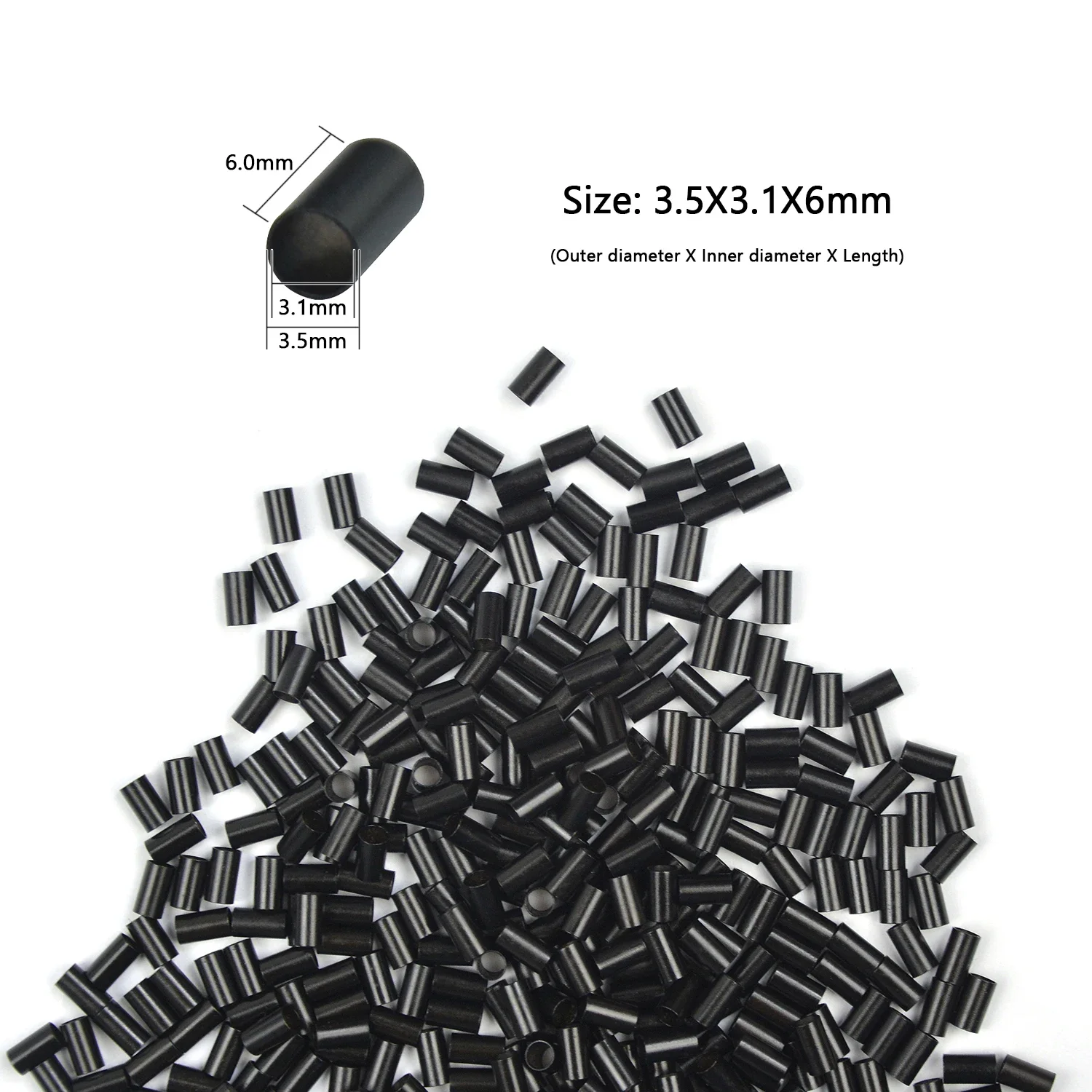 

1000pcs Copper Tubes Micro Links Rings for Human Hair Extensions 3.5*3.1*6mm Copper Micro Beads