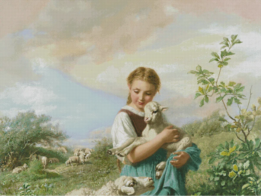 Little Shepherdess 16CT 14CT Canvas Unprinted Top Quality Cross Stitch Kits Embroidery Art DIY Handmade Needlework Home Decor