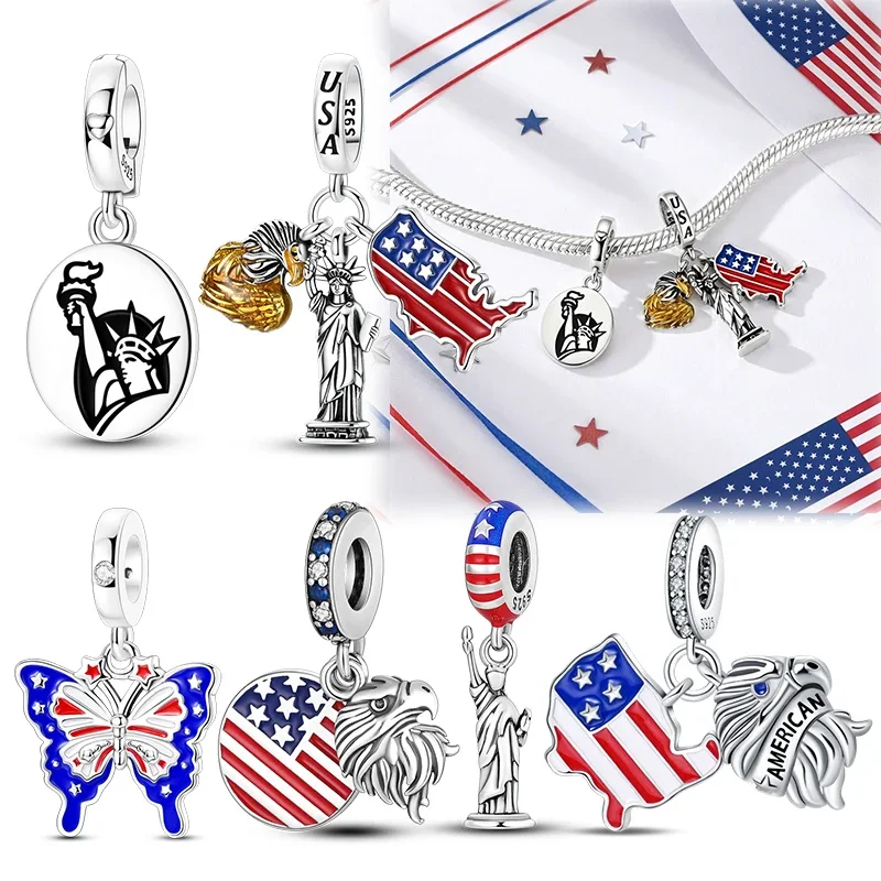Beads 925 Silver American Charms Pendant Fit Bracelets Bag Keychain Charm Diy Women Gift Accessory