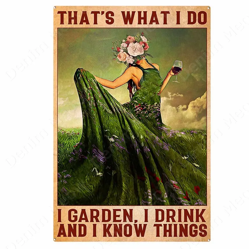 Vintage Retro Sign for Farm, Yard Wall Decor, That's What I Do I Drink And I Know Things, Metal Sign, Read Book Drink, Wine