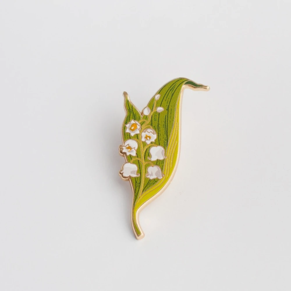 May Birth Month Flower, Good Luck Flowers Brooch, Lily of The Valley Floral Hard Enamel Pin Spring Bloom, Garden Enthusiast Gift