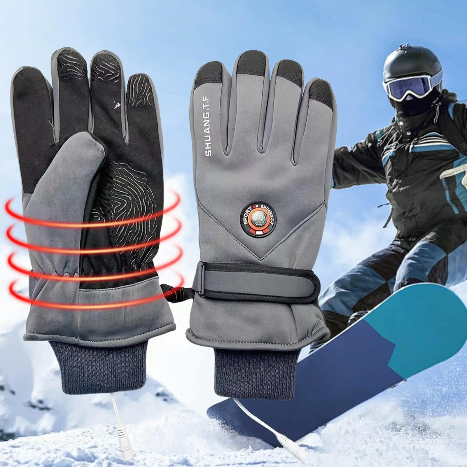 

Лыжные перчатки с подогревом, USB-грелка для рук, сенсорный экран, перчатки с электрическим подогревом для мужчин и женщин, зимние активные отдых на свежем воздухе, спорт, велоспорт