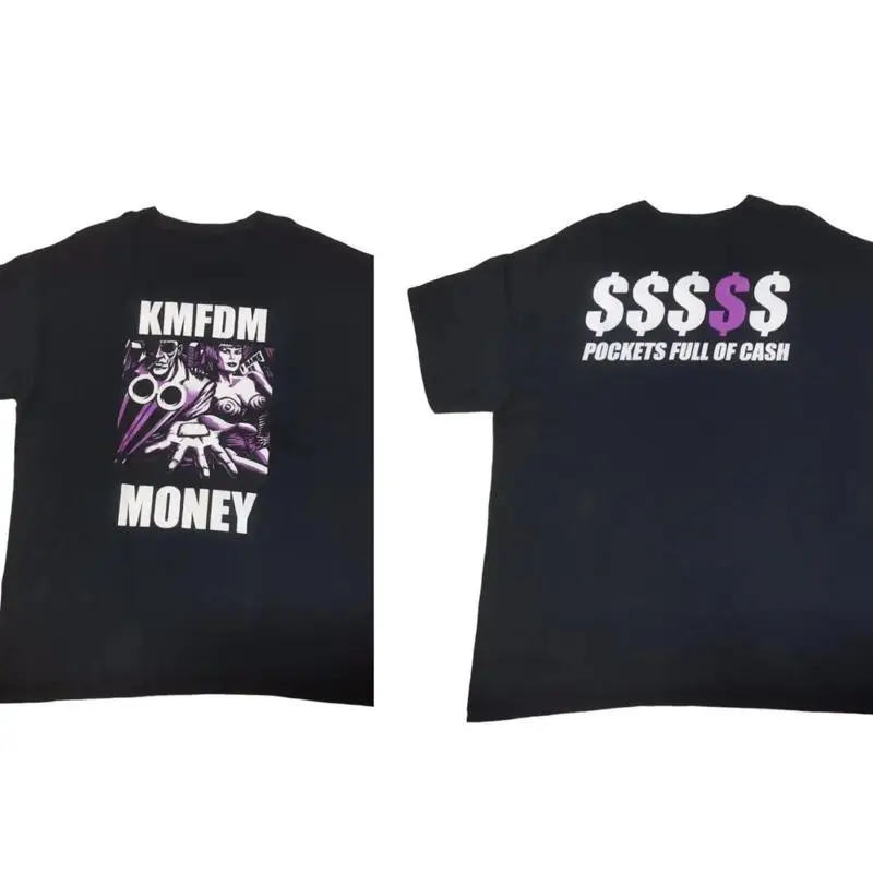 90s KMFDM Money T Shirt All Size Black 100 Cotton 2side