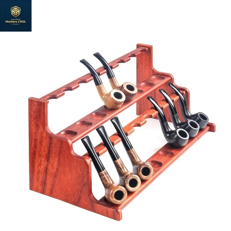 

Tobacco pipe wooden rack DIY assembled wooden rack pear wood solid wood pipe rack father day gift for 16 position pipe display