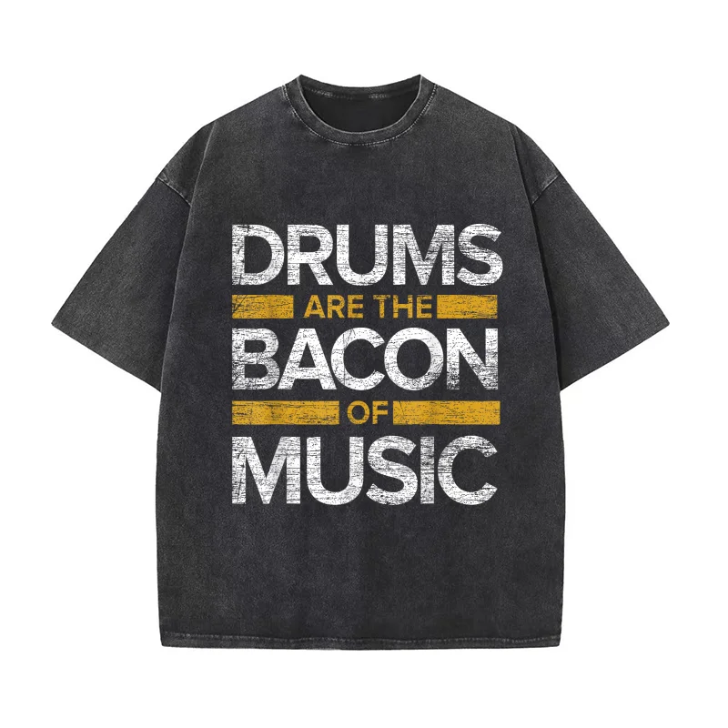 

Мужская футболка из чистого хлопка Drums Are The Bacon Of Music Drummer Drummer Drums, одежда большого размера с художественным графическим принтом