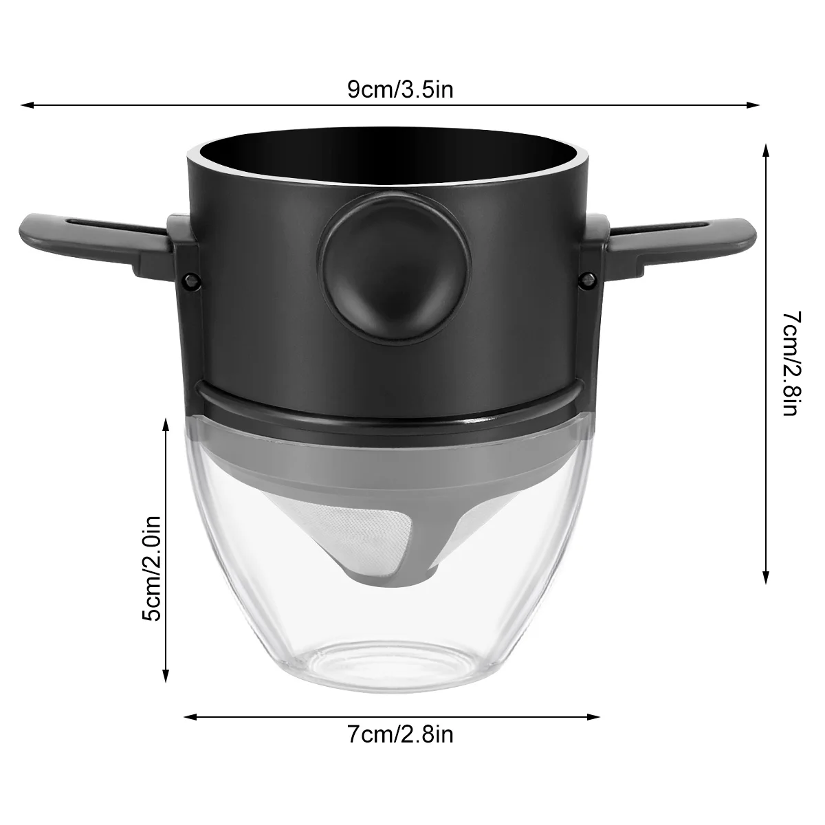 Portable Coffee Filter Cup Foldable Reusable Coffee Dripper with Dual Layer Mesh Stainless Steel Holder No Filter Paper