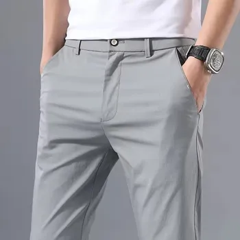 2025 Spring Autumn Thin Slim Men Casual Pants Classic Business Cotton Stretch Golf Trousers Korean Fashion Male Clothing Pants 4