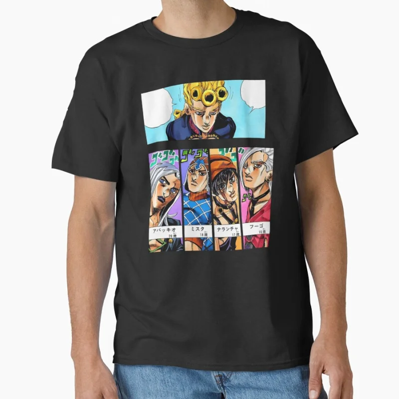 

The greatest gang ever JJBA 80s Manga Jojos bizarre adventure Anime t shirt for men Large size Tops S-6XL 100% cotton Clothes