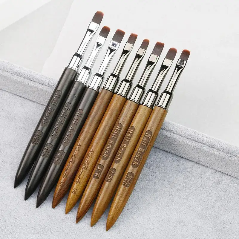 木製ジェルペイントブラシ ネイル構築用アクリルブラシ マニキュアDIYビルダーツールブラシペン プロ用ジェルつけ爪ペン