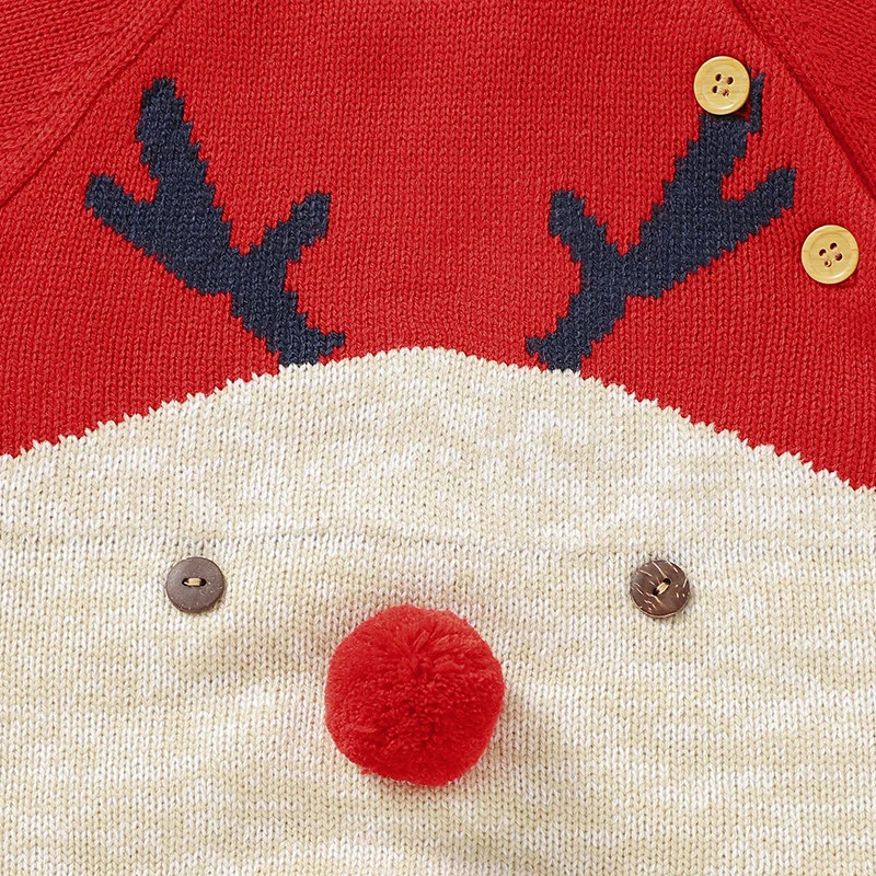 Baby Boys Christmas Rompers Reindeer Knitted Infantil Jumpsuits Toddler Girls New Year\'s Costume Children Overalls Clothes 0-2