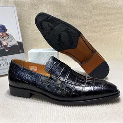 Italian Breathable Men's Pointed Loafers Slip-on Casual Shoes for Wedding Business Office Prom Formal Wear