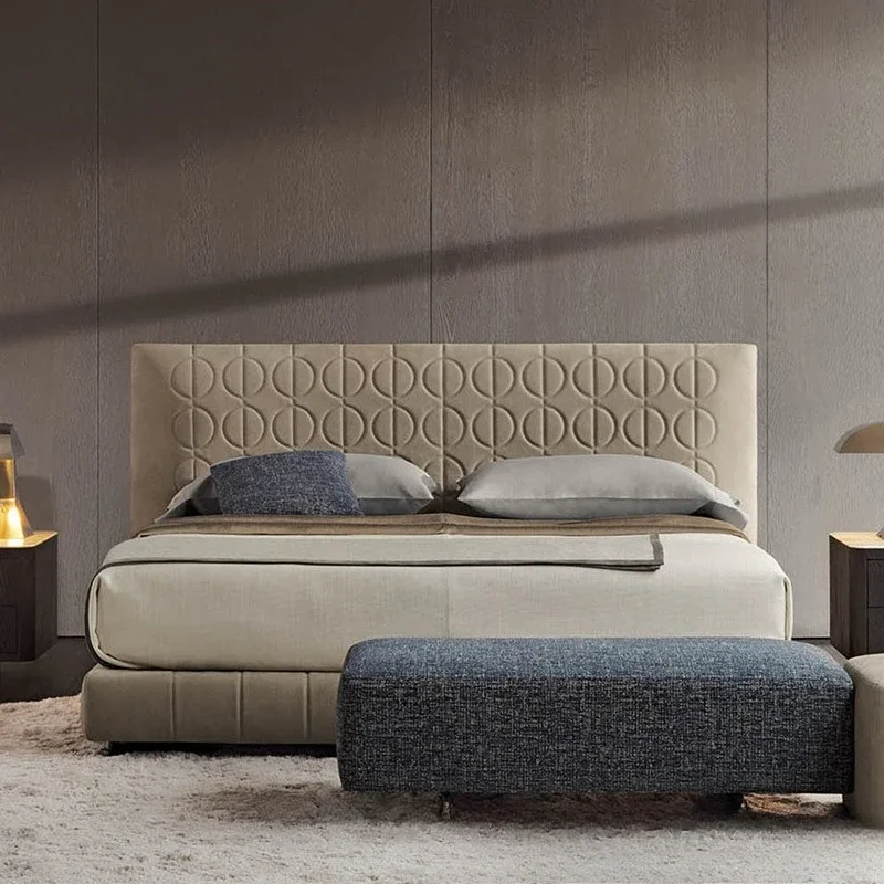 Italian modern minimalist style fabric bed double technology cloth Nordic master bedroom wedding bed