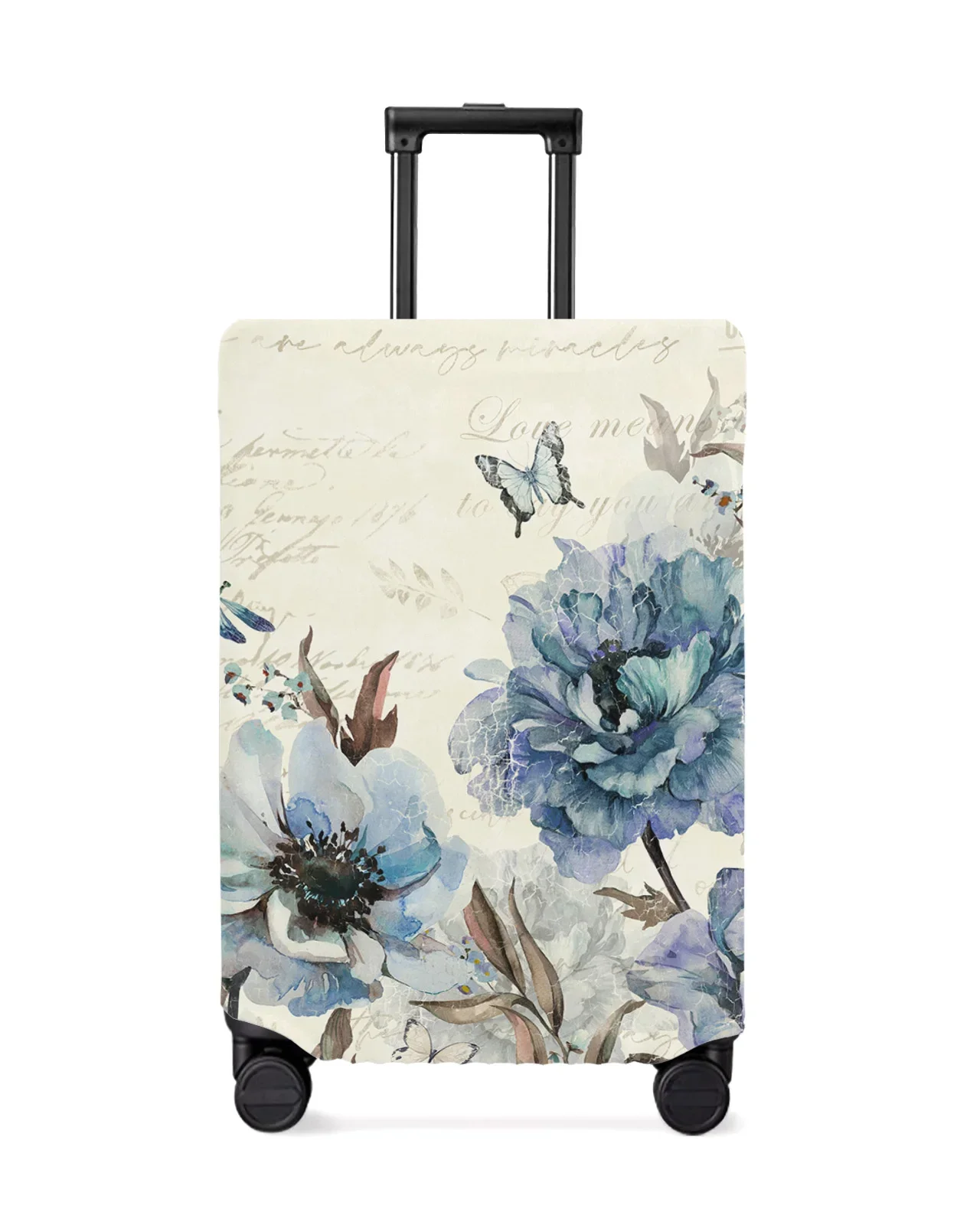 Vintage Flowers Butterflies Peonies Luggage Cover Stretch Baggage Protector Dust Cover for 18-32 Inch Travel Suitcase Case