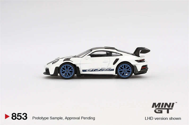 

(Предварительный заказ) MINI GT 1:64 911 (992) GT3 RS Weissach Package White с синей литой под давлением модель автомобиля с левым рулем индиго