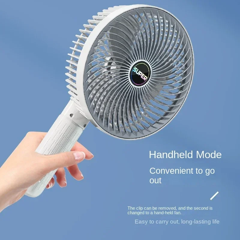 Ventilador Elétrico Portátil, USB Recarregável, 3-Gears, Clipe Sem Fio, Handheld, Circulador, Refrigeração, Ventilador para Camping, Desktop, Escritório