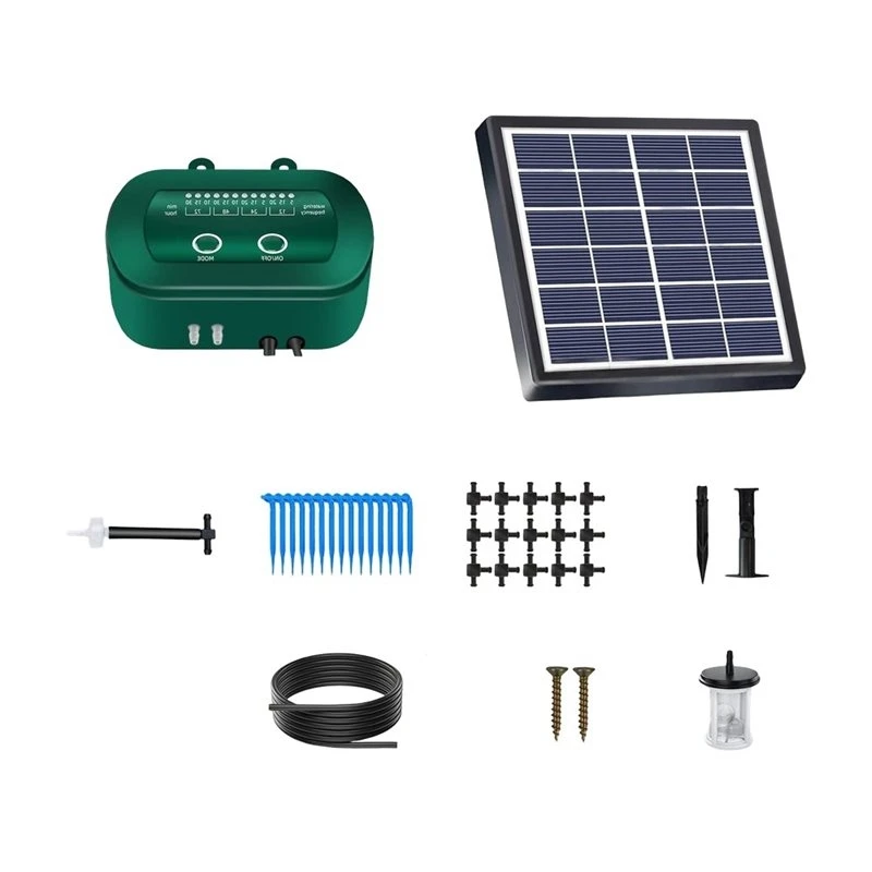 ABJT-DIY Timed Watering Device 6V 2W Solar Powered Intelligent Irrigation Kit For Potted Plants With 1800Mah Battery