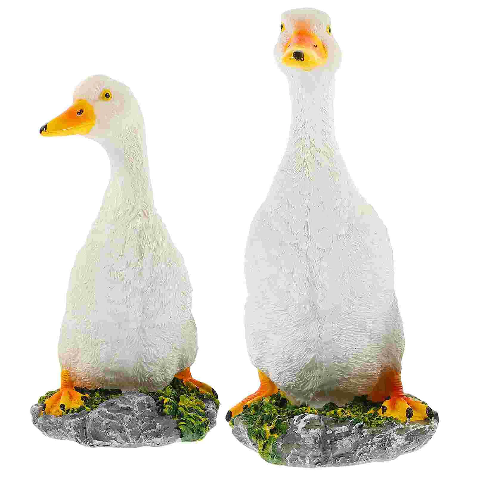 2 Pcs Simulated naments Resin Garden Statue 13x8x15CM 17x9x18CM White Lightweight Pond Decor Vivid Figurines Realistic