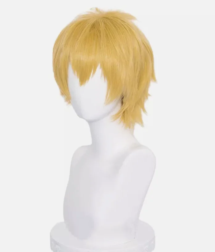 Chainsaw Man Denji Cosplay Wig 30cm Short Straight Yellow Hair Men Wigs